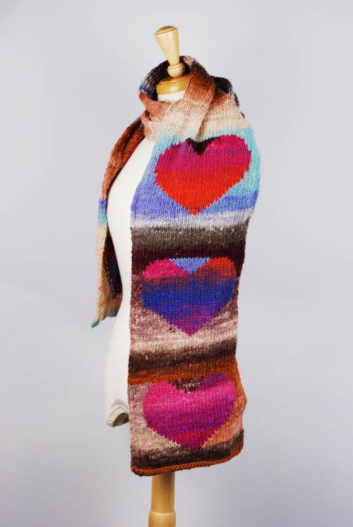 Heart Scarf in Noro Kureyon