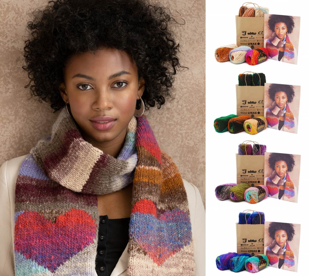 Heart Scarf in Noro Kureyon